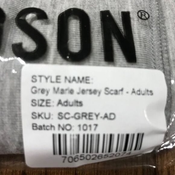 Beau Hudson Jersey Scarf OS Grey Preppy Modern Neutral Marie Snow Ski Minimalist - Picture 5 of 9